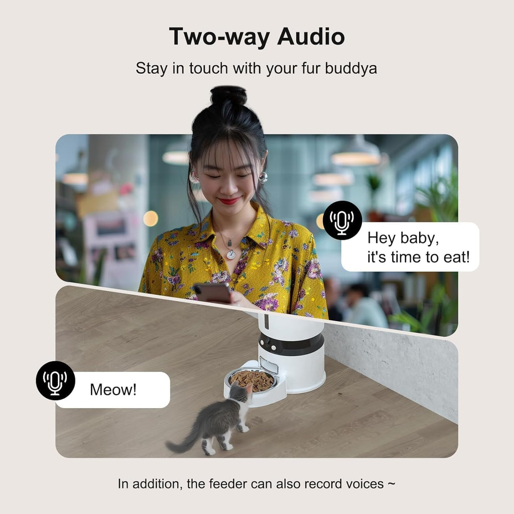 1080P HD Camera - Equipped Automatic Cat Feeder 4L Pet Timed Dog Feeding Dispenser With Freshness Preservation And Low - Food Sensor. Up To 10 Meals Per Day, Controlled By Smart APP