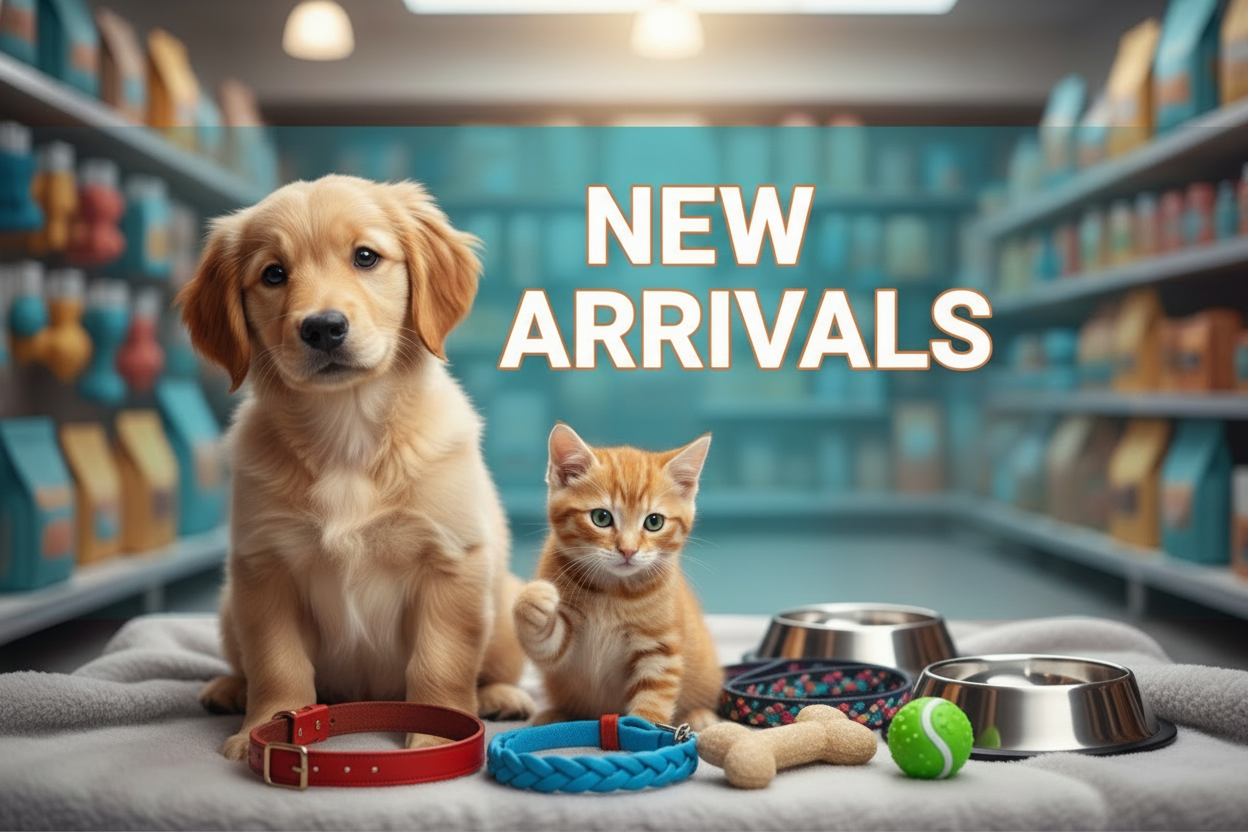 i want you to remove the mouse let it be only dog and cat accessories wtitten NEW ARRIVAL 